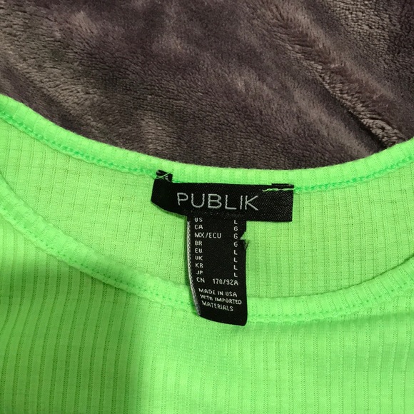 neon green top w/ adjustable strings on side - Picture 2 of 2